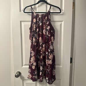 Francesca's Collections Burgundy Floral Dress